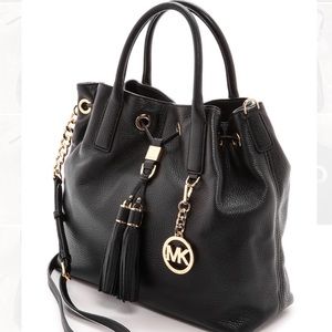 Michael Kors large black Camden drawstring satchel